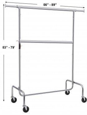 2-Tier Extendable Rolling Rack with Removable Middle Bar 
